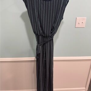 Enfocus Studio Navy and White Striped Jumpsuit